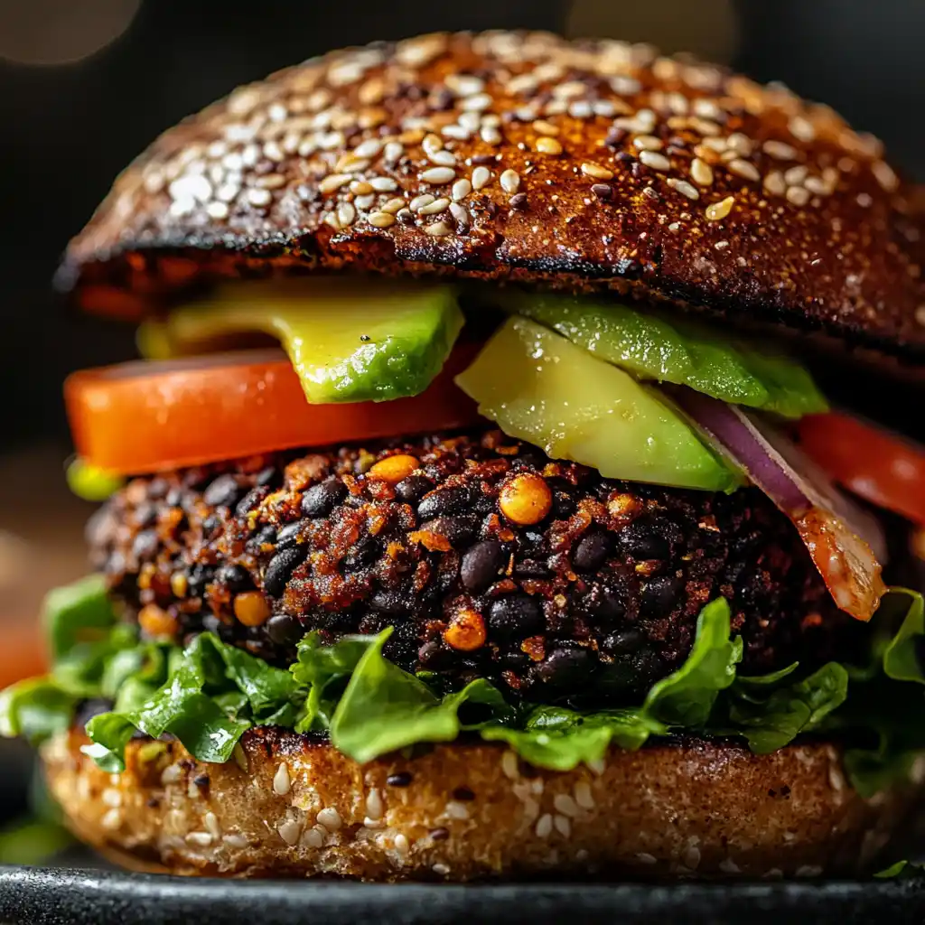 Baked Black Bean Burgers on Whole Wheat Buns