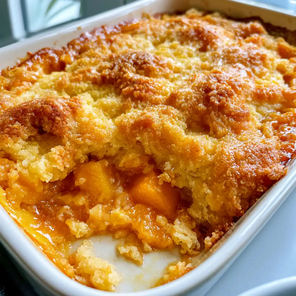 3-Ingredient Peach Dump Cake – Easy, Juicy and Delicious