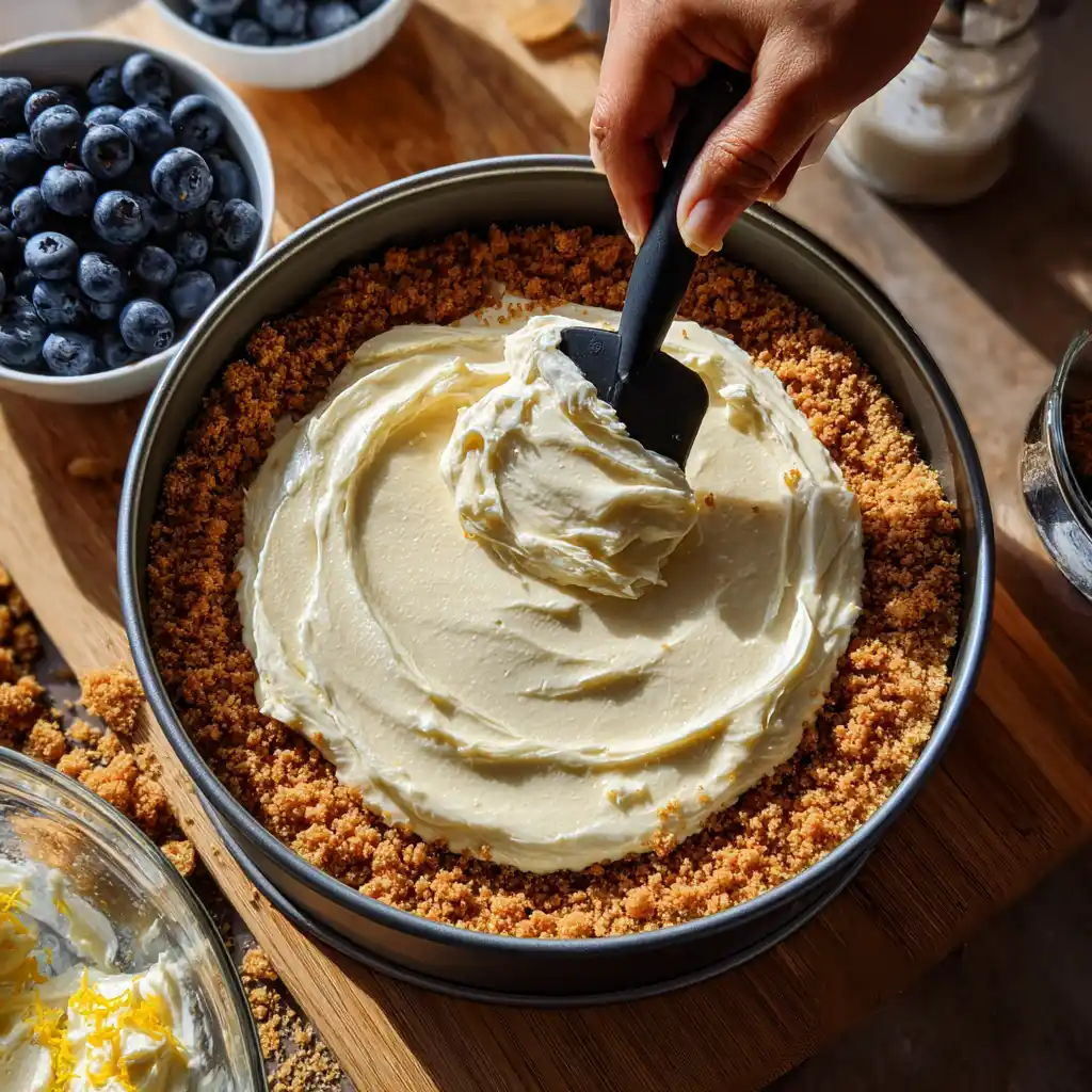 Preparing the optional gelatin for No-Bake Lemon Blueberry Cheesecake