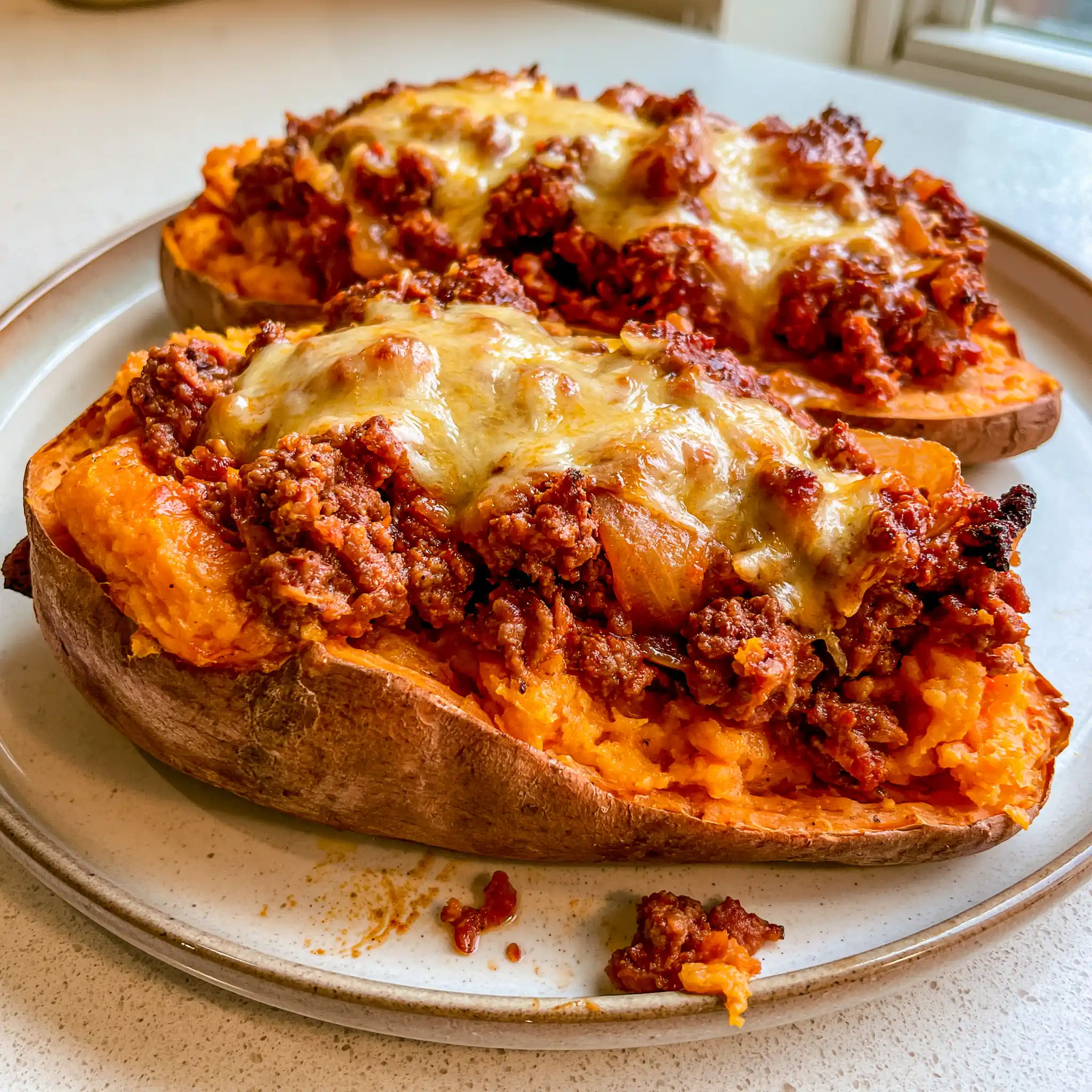 Stuffed Sweet Potatoes with Ground Beef and Cheese – Easy Dinner